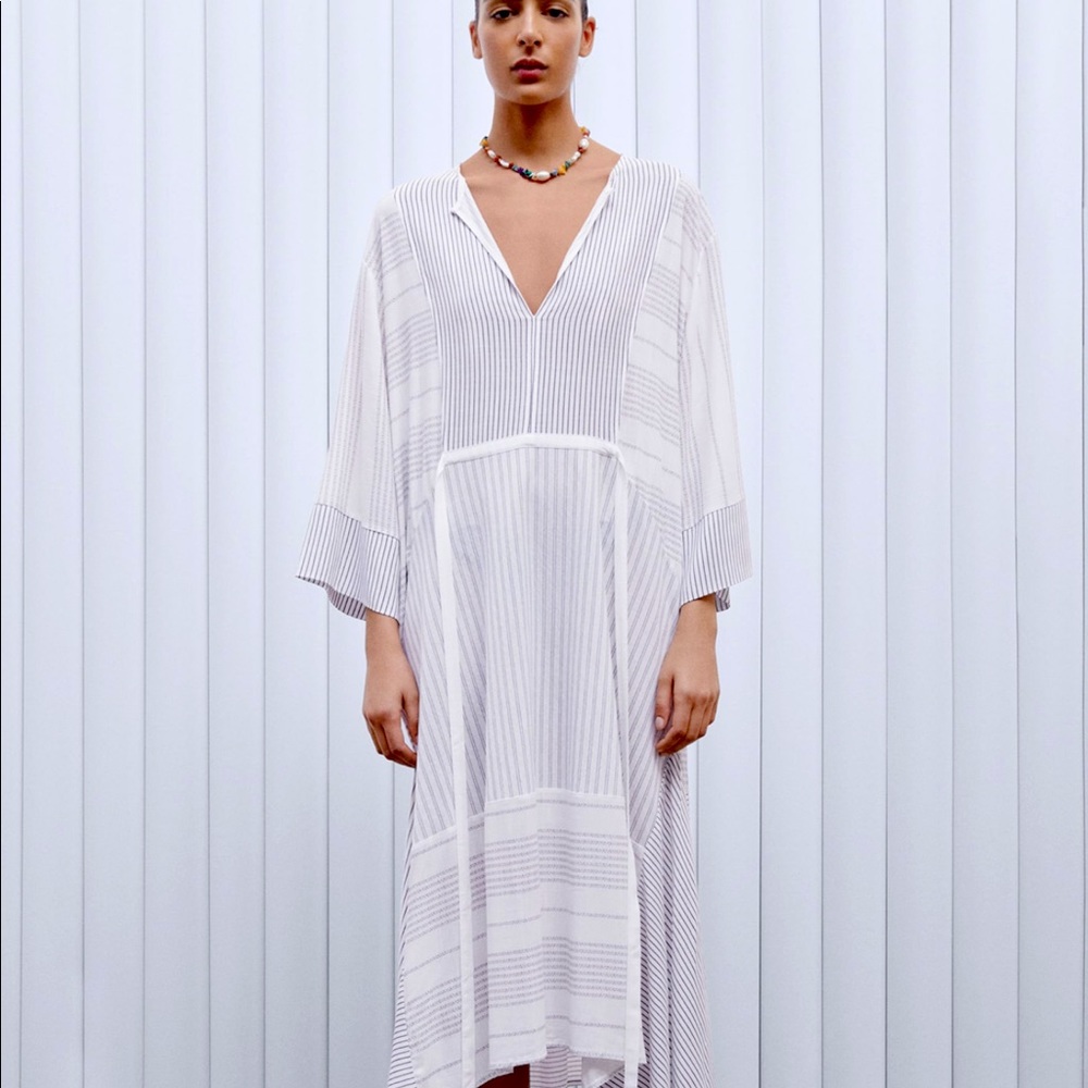 ZARA NEW NWT ASYMMETRIC STRIPED DRESS